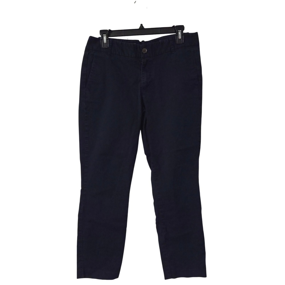 J. Crew Stretch Chino Pants Navy Blue Women's Size 10 Flat Front Casual Office